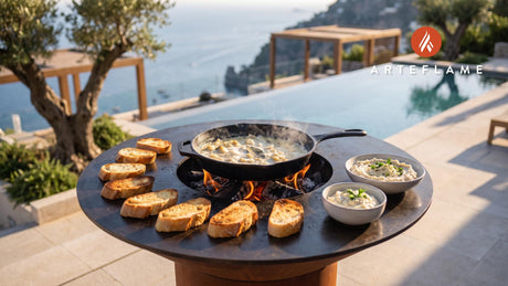 Smokey Baccala Mantecato cooking on an Arteflame grill