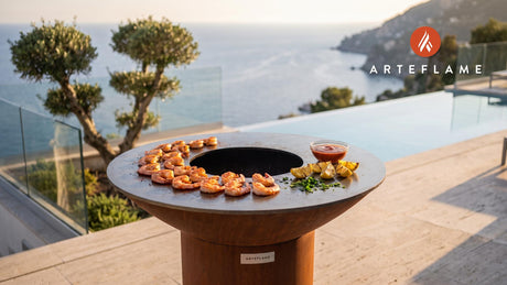 Grilled Shrimp Cocktail cooking on an Arteflame grill