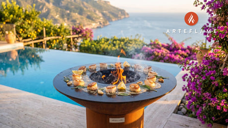 Grilled Scallops with Sage Butter cooking on an Arteflame grill