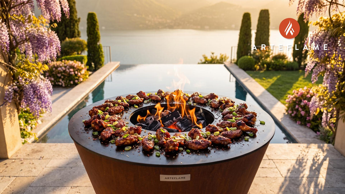 Korean BBQ Chicken Wings cooking on an Arteflame grill