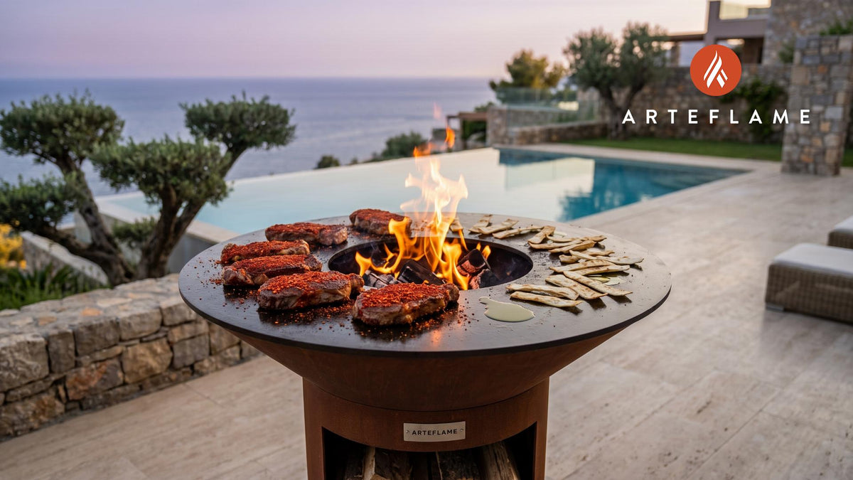Seared Dorito Steak cooking on an Arteflame grill
