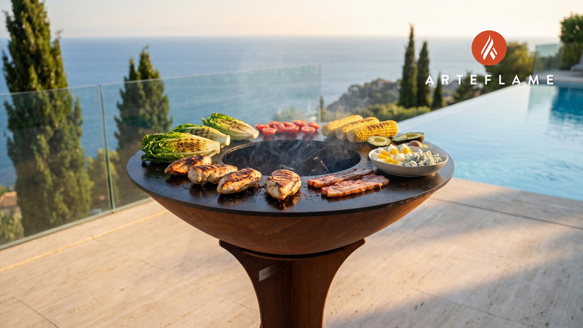 Grilled Cobb Salad cooking on an Arteflame grill