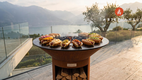 Grilled Hot Dogs cooking on an Arteflame grill