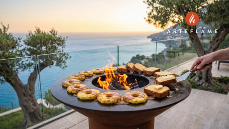 Grilled Pound Cake with Pineapple & Rum Caramel cooking on an Arteflame grill