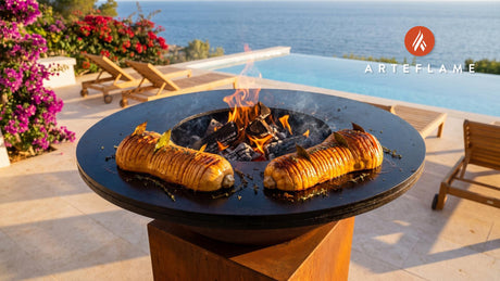 Hasselback Butternut Squash cooking on an Arteflame grill