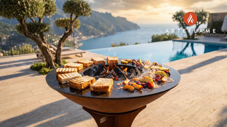 Grilled Angel Food Cake & Caramelized Fruit cooking on an Arteflame grill