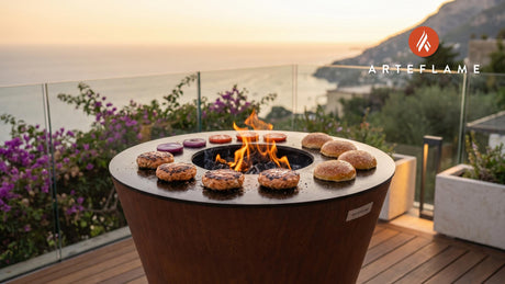 Wild Salmon Burger cooking on an Arteflame grill