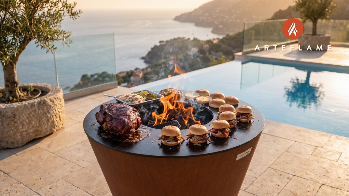 Smoked Pulled Pork Sliders (BearSmokeBBQ Style) cooking on an Arteflame grill