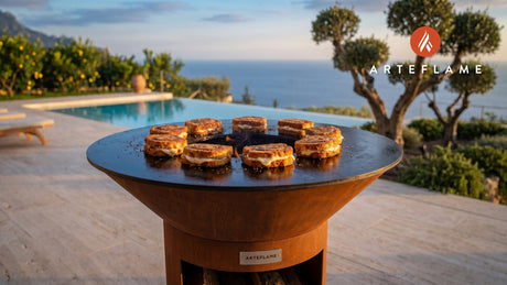 Grilled Cinnamon Roll Cheesecake Sandwich cooking on an Arteflame grill