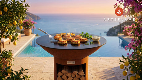 Pork Panko Crab Cakes cooking on an Arteflame grill