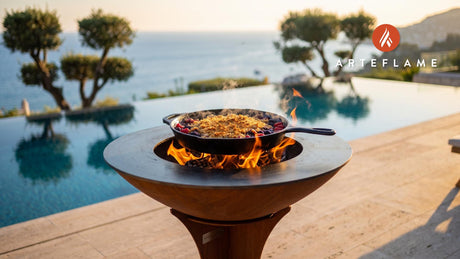 Grilled Berry Crisp with Pork Panko Crust cooking on an Arteflame grill