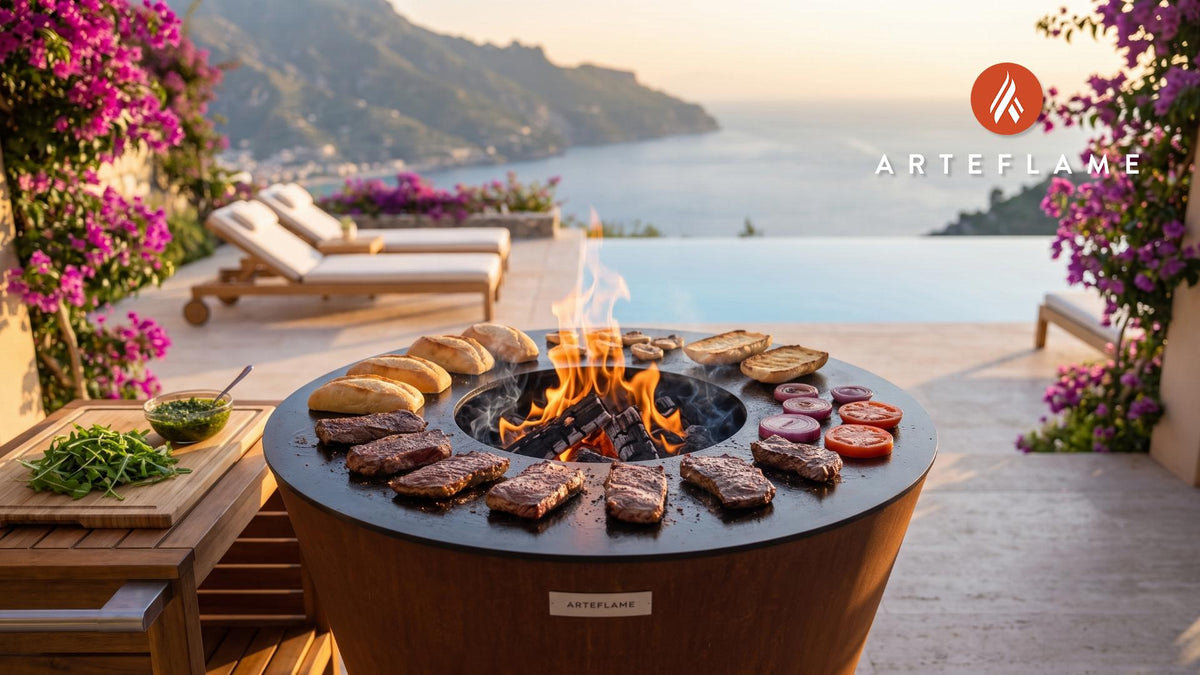 American Wagyu Skirt Steak Sandwich cooking on an Arteflame grill