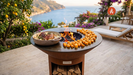 Cider-Braised Pork Shoulder with Butternut Squash cooking on an Arteflame grill