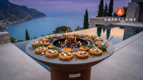 Grilled Butternut Squash with Goat Cheese & Herbs cooking on an Arteflame grill