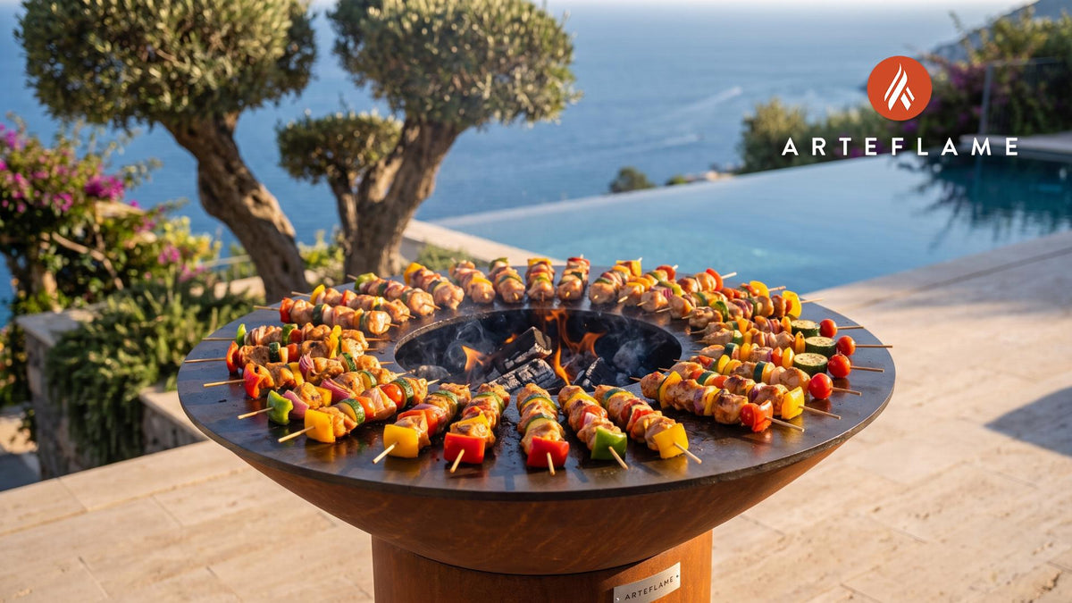 Grilled Chicken Kabobs cooking on an Arteflame grill