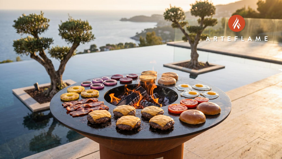 Aussie Wagyu Burger cooking on an Arteflame grill