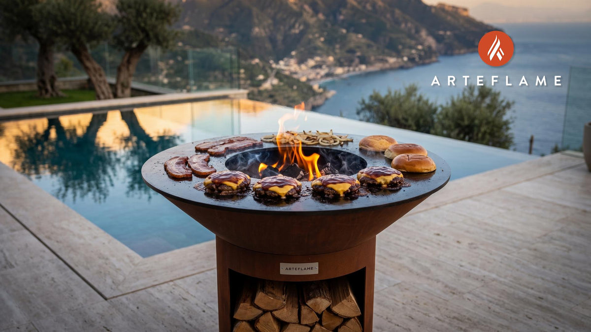 Bourbon Whiskey Smash Burger cooking on an Arteflame grill