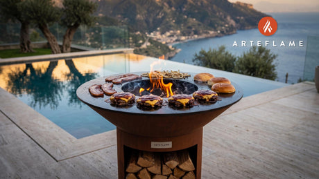 Bourbon Whiskey Smash Burger cooking on an Arteflame grill