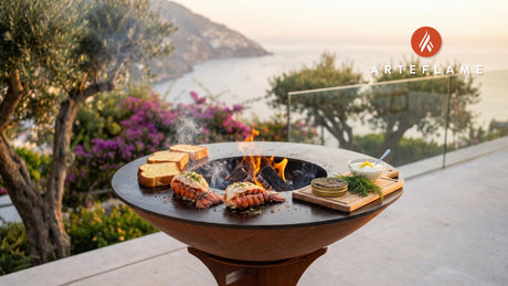Grilled Lobster & Caviar Toast cooking on an Arteflame grill