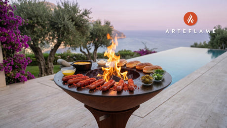 Spicy Grilled Hotdogs cooking on an Arteflame grill