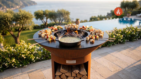Cheese Fondue cooking on an Arteflame grill