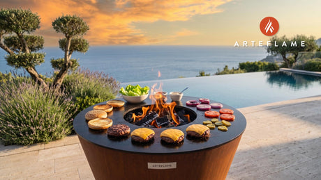 Grilled Burgers cooking on an Arteflame grill