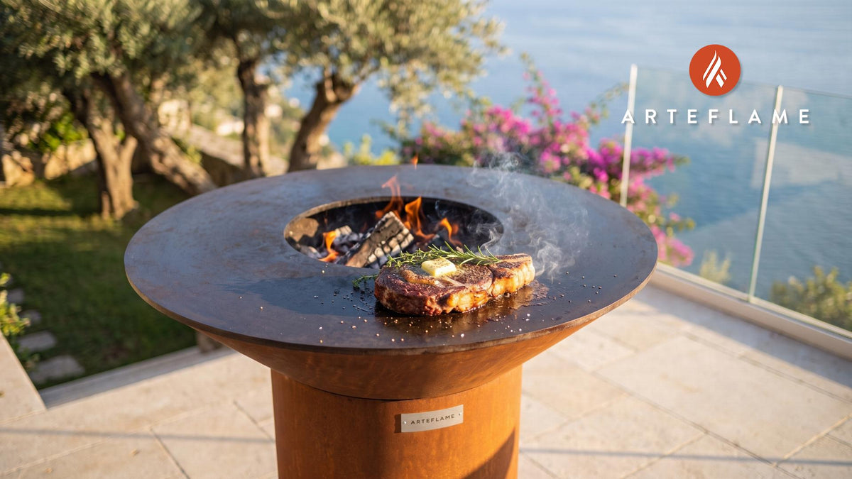 Grilled Ribeye Steak cooking on an Arteflame grill