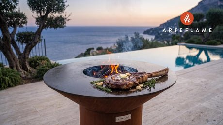 Tomahawk Steak cooking on an Arteflame grill