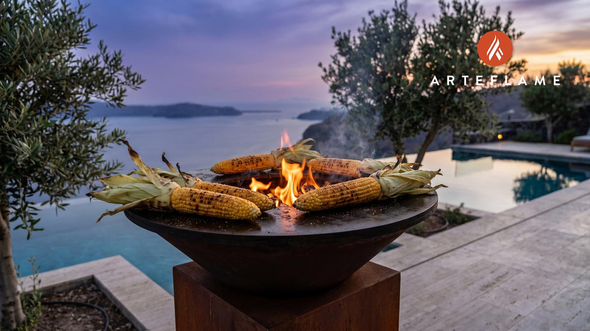 Grilled Corn on the Cob cooking on an Arteflame grill
