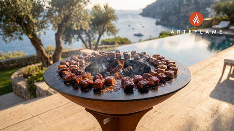 Beef Burnt Ends cooking on an Arteflame grill