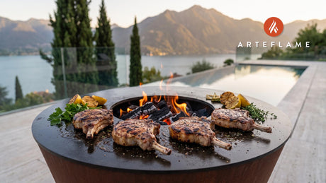 Grilled Pork Chops cooking on an Arteflame grill
