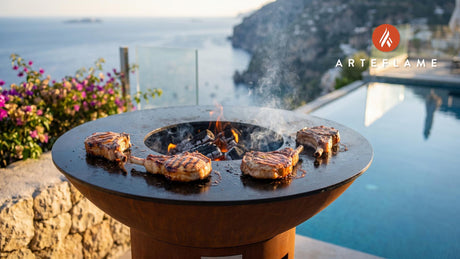 Juicy Grilled Pork Chops cooking on an Arteflame grill