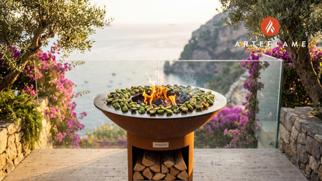 Crispy Roasted Brussels Sprouts cooking on an Arteflame grill