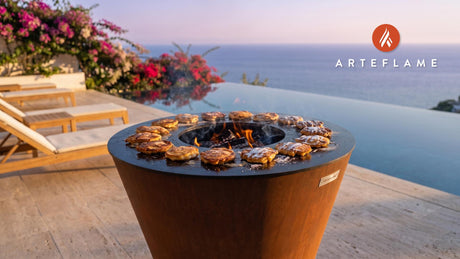 Grilled Apple Fritters cooking on an Arteflame grill