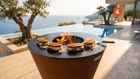 Grilled Reuben Sandwich cooking on an Arteflame grill