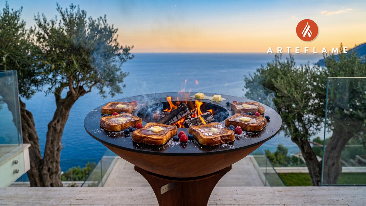 Smoky Grilled French Toast cooking on an Arteflame grill