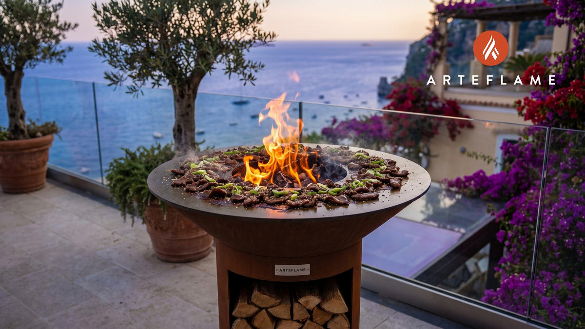 Grilled Mongolian Beef cooking on an Arteflame grill