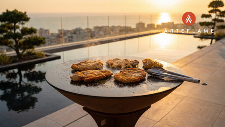 Crispy Schnitzel (Flat Top Grilled) cooking on an Arteflame grill