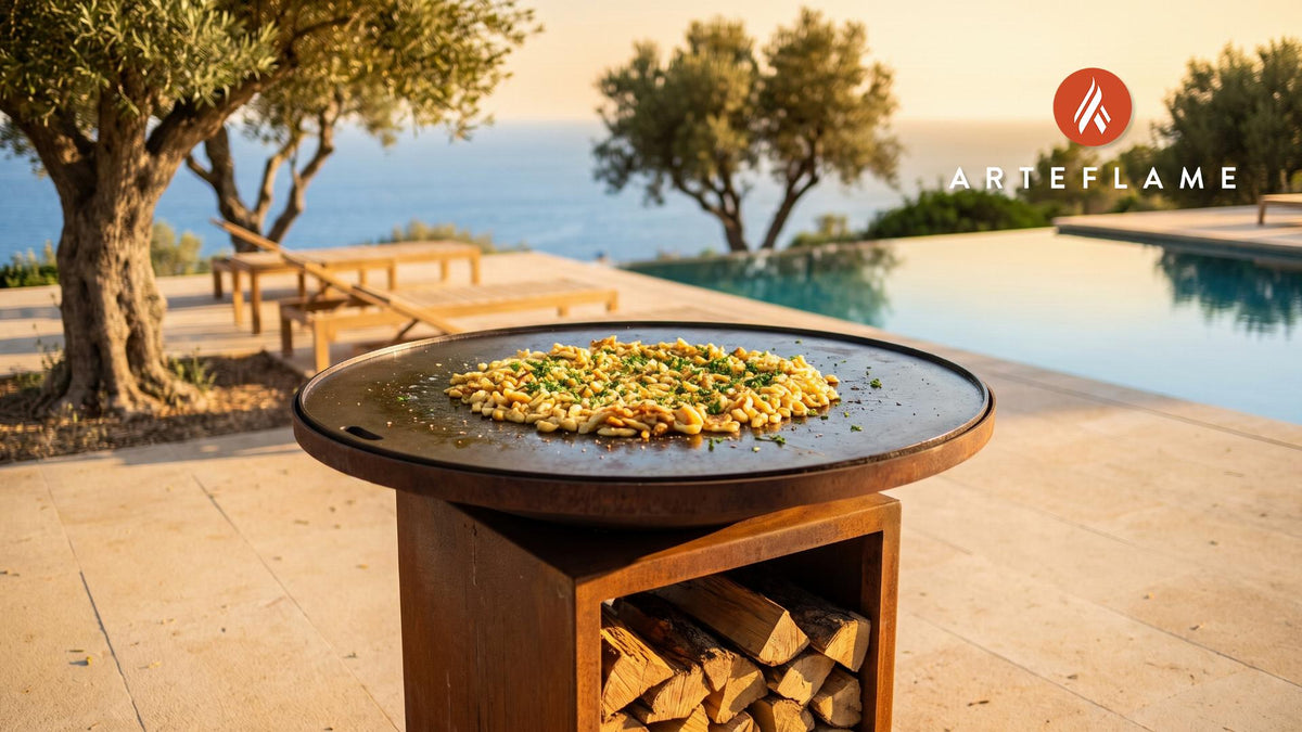 Crispy German Spatzle cooking on an Arteflame grill