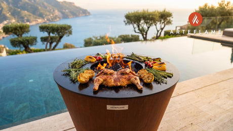 Grilled Spatchcock Chicken cooking on an Arteflame grill