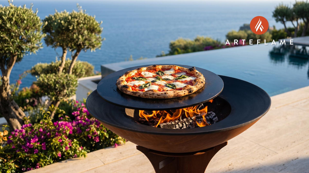 Wood-Fired Margherita Pizza cooking on an Arteflame grill