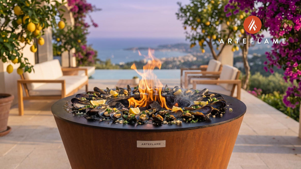 Smoky Grilled Mussels cooking on an Arteflame grill