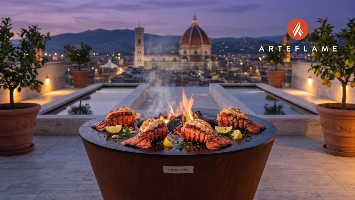 Grilled Lobster Tail cooking on an Arteflame grill