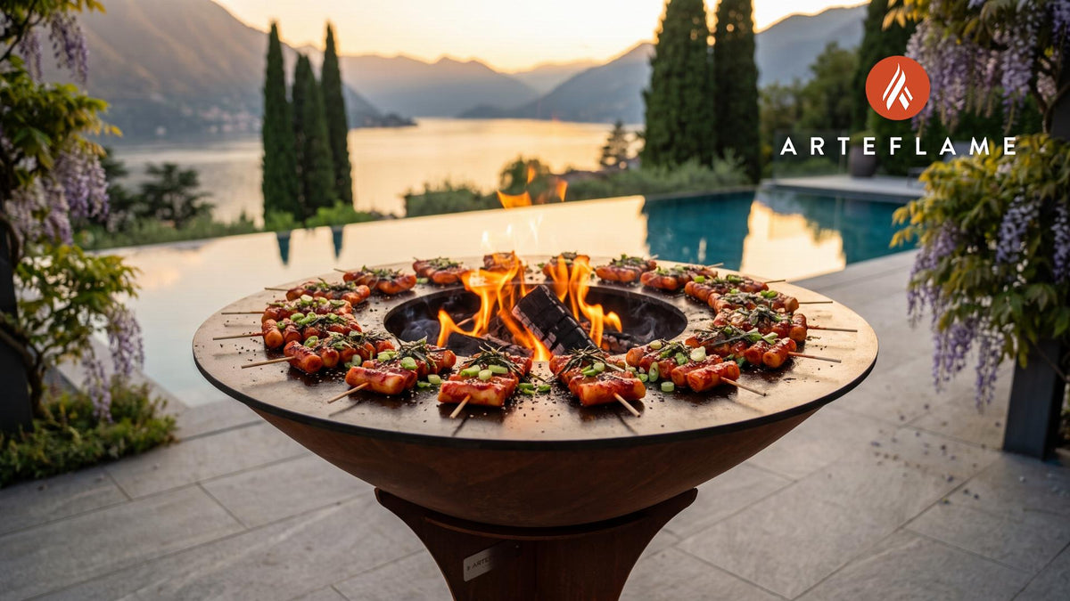 Spicy Grilled Tteokbokki (Korean Rice Cakes) cooking on an Arteflame grill