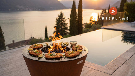 Grilled Pork Schnitzel cooking on an Arteflame grill
