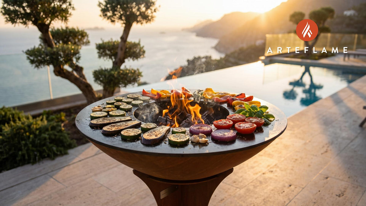 Smoky Grilled Ratatouille cooking on an Arteflame grill