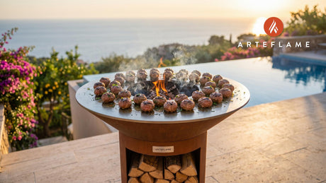 Juicy Grilled Meatballs cooking on an Arteflame grill
