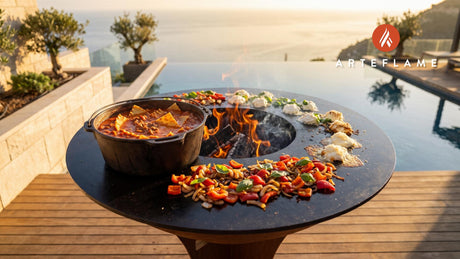 Smoky Lasagna Soup cooking on an Arteflame grill