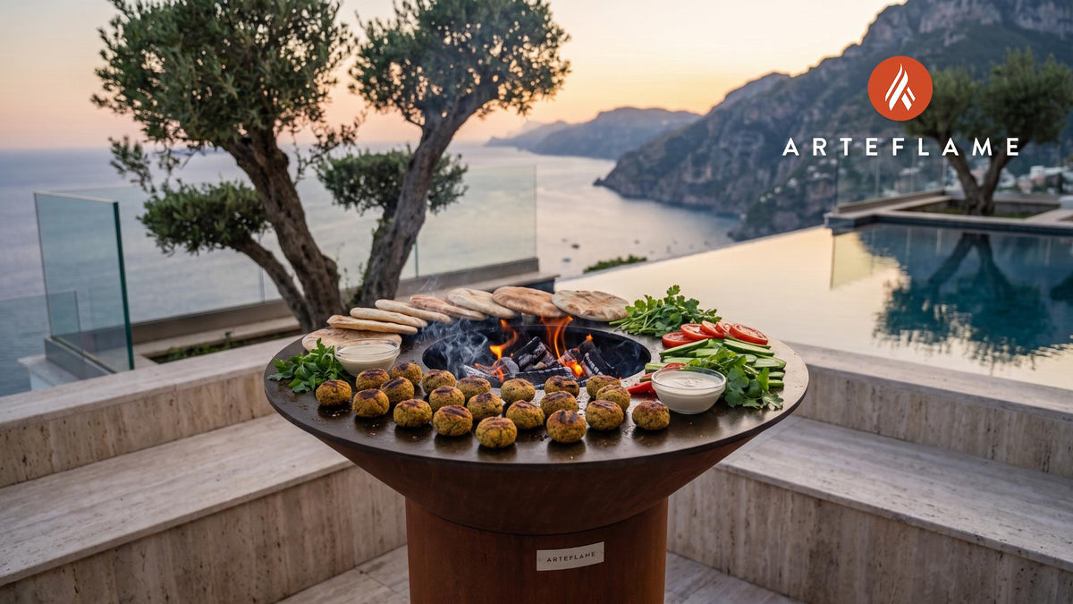 Smoky Grilled Falafel cooking on an Arteflame grill