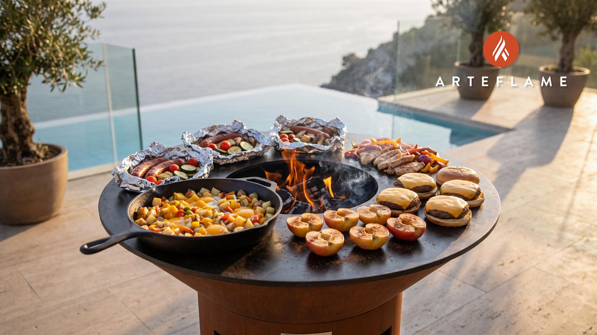 5 Camping Meals: food cooking on an Arteflame grill